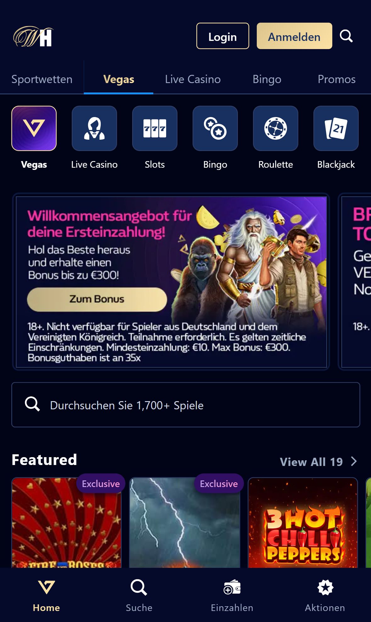 William Hill — Startseite (Mobil)