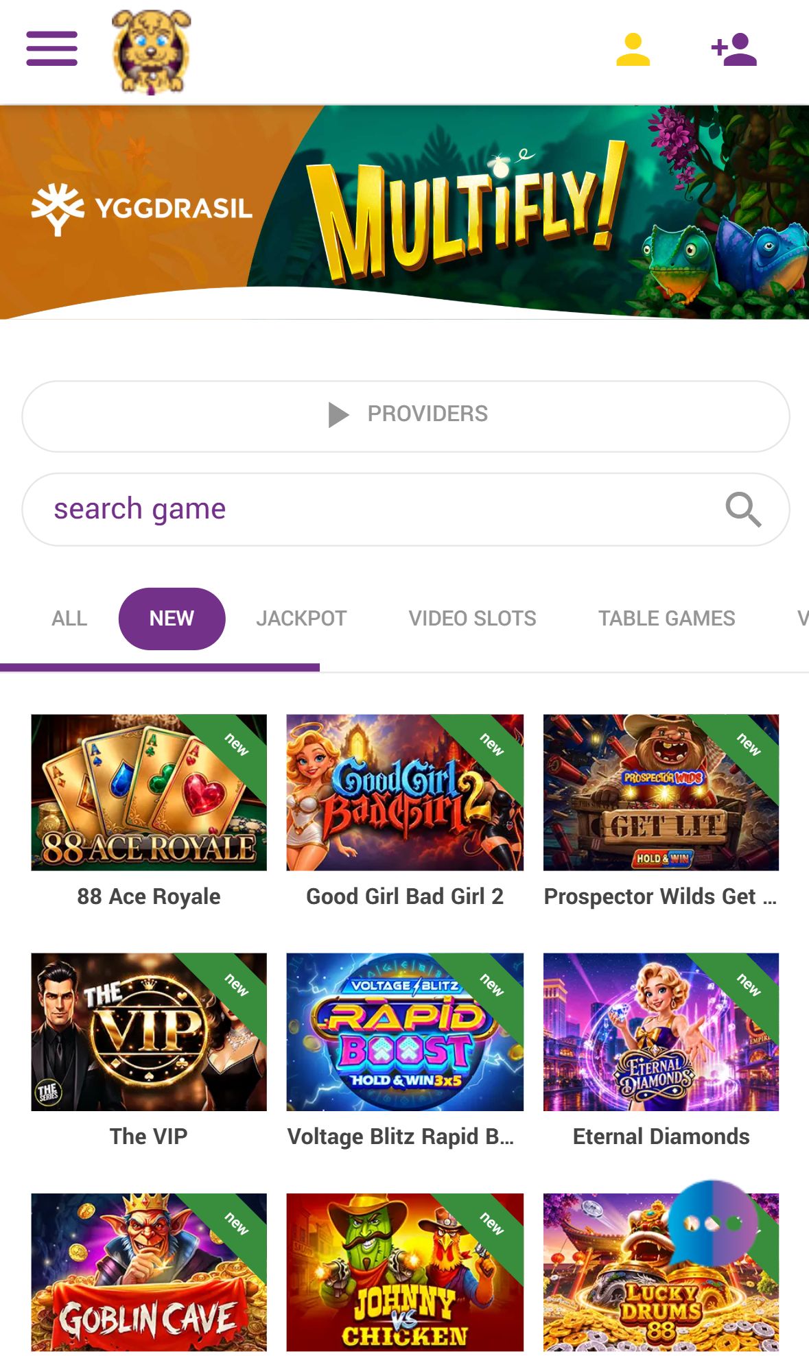 Will's Casino — Lobby (Mobile)