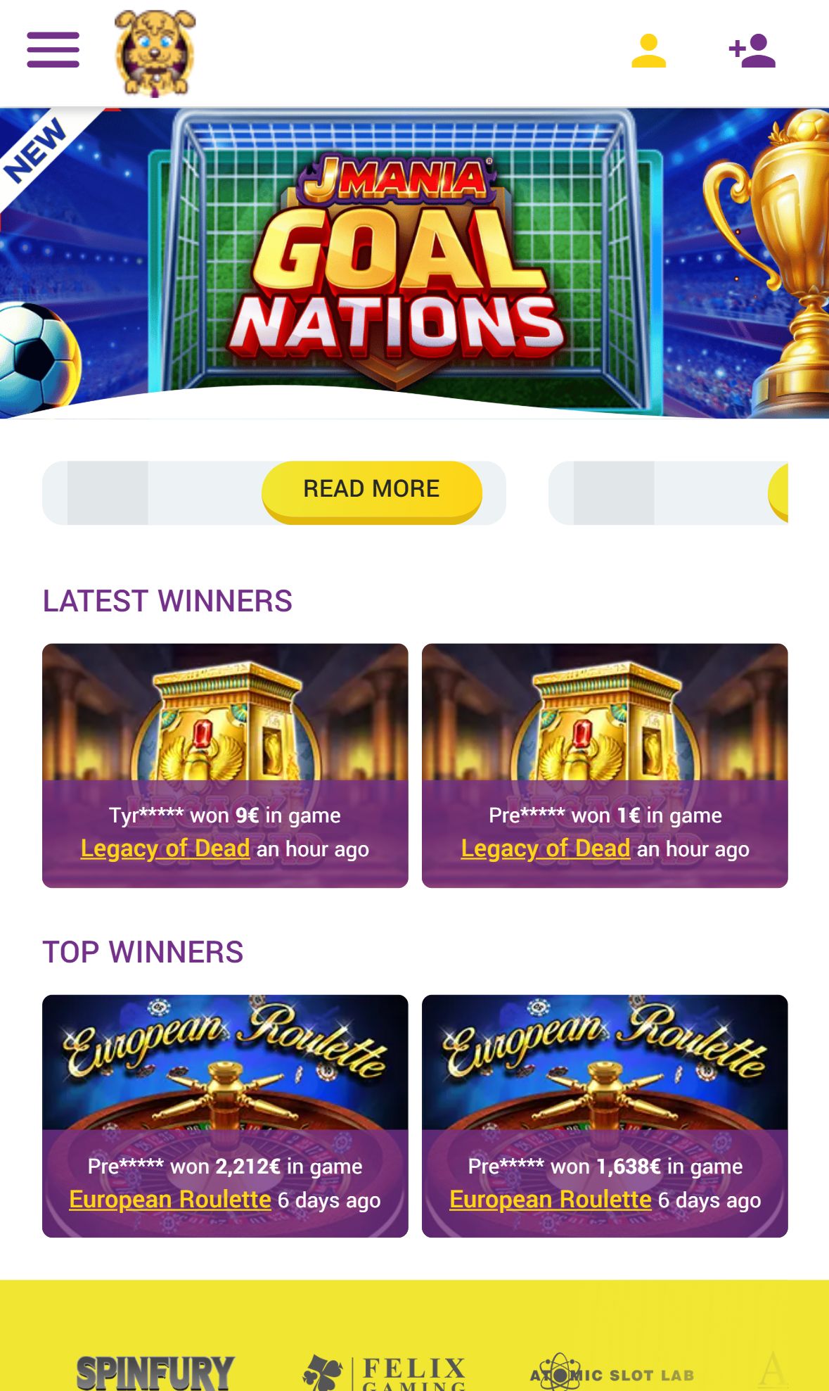 Will's Casino — Homepage (Mobile)