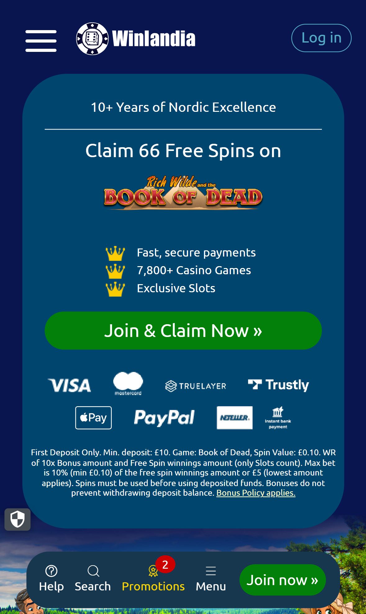 Winlandia — Homepage (Mobile)