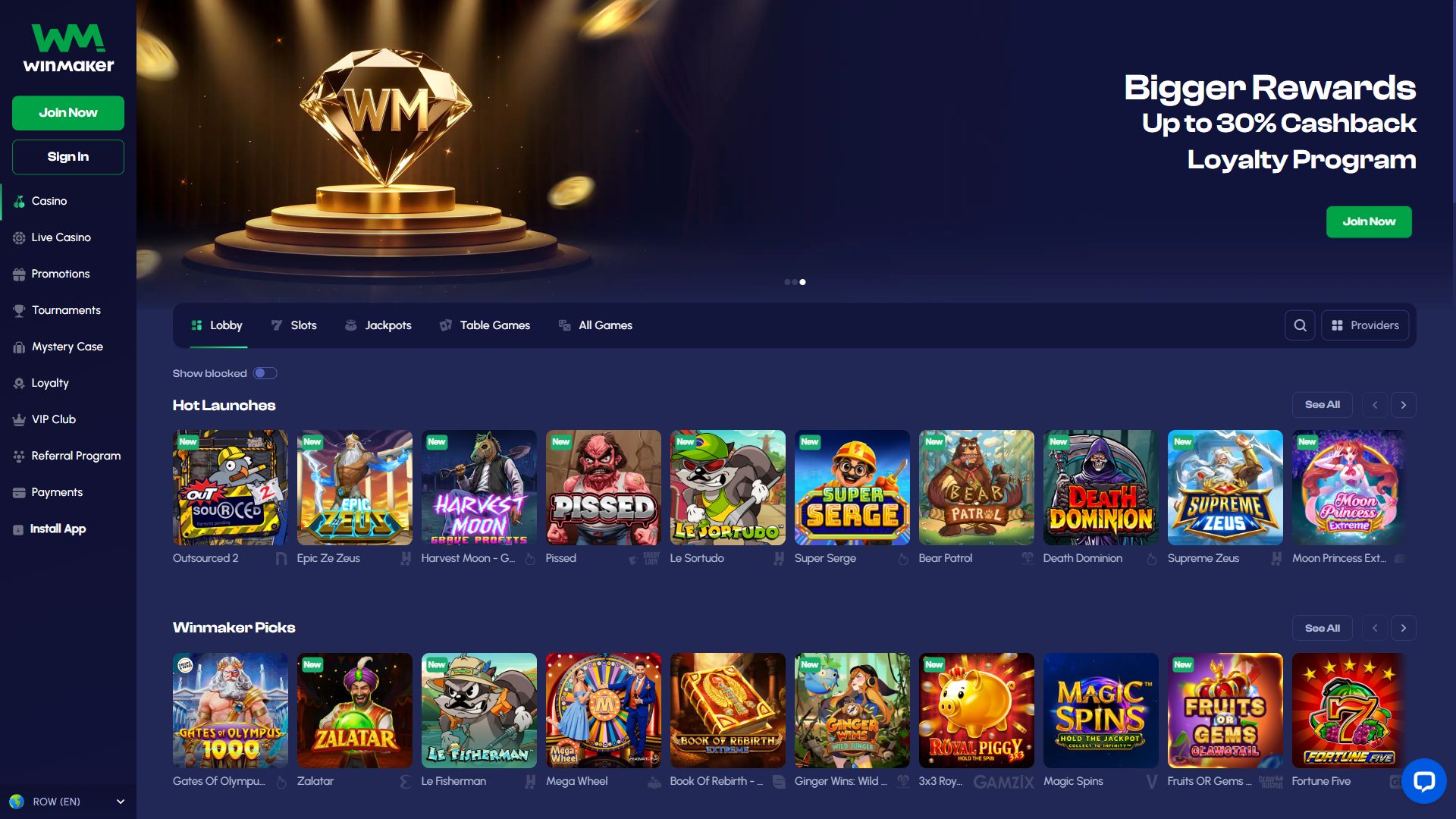 Winmaker — Lobby (Desktop)