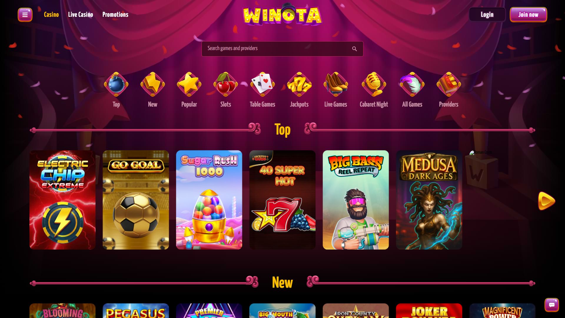 Winota — Lobby (Desktop)