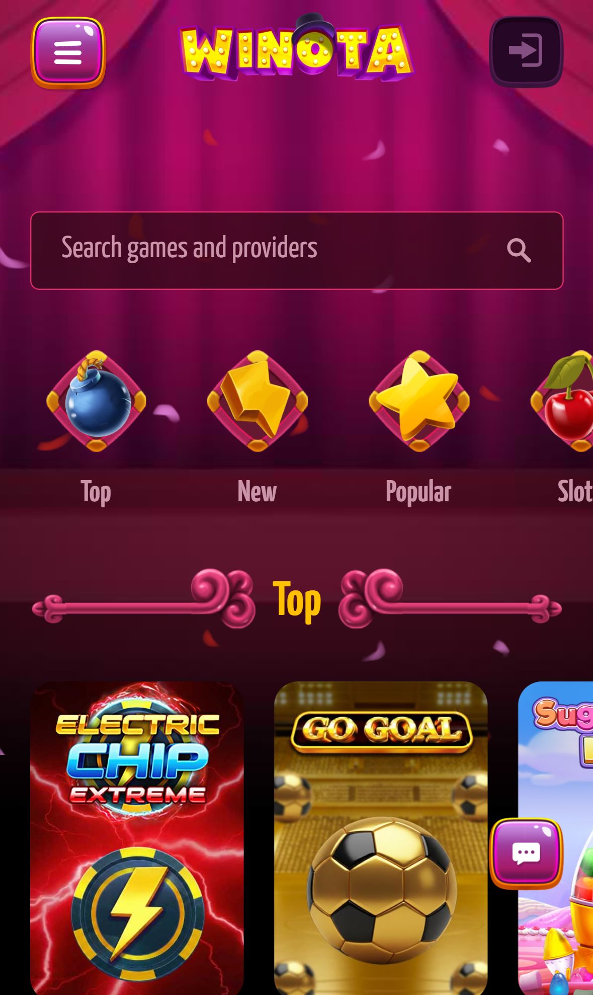 Winota — Lobby (Mobile)