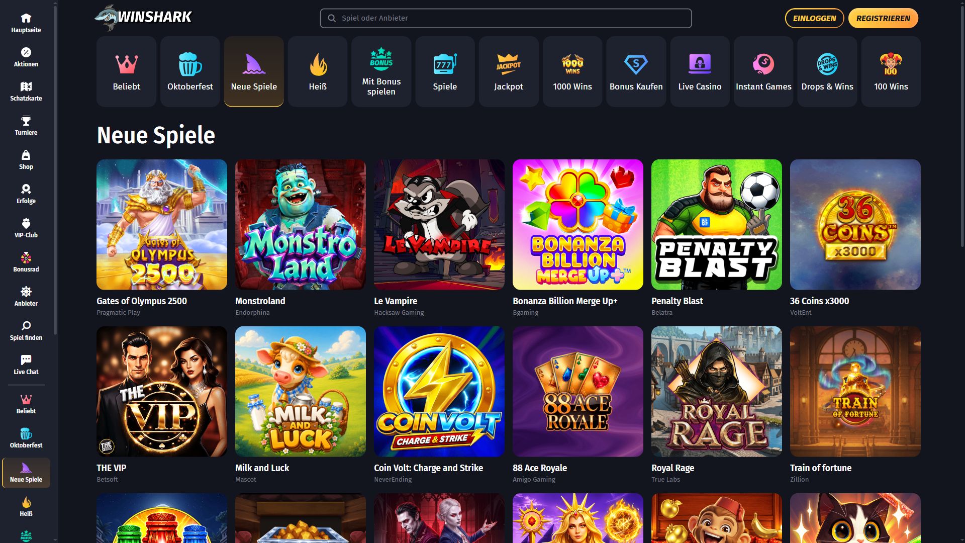 Winshark — Lobby (Desktop)