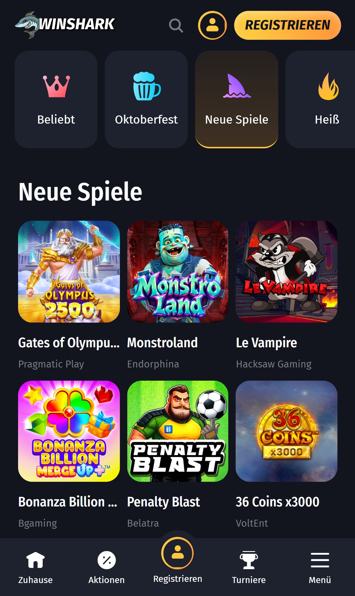 Winshark — Startseite (Mobil)