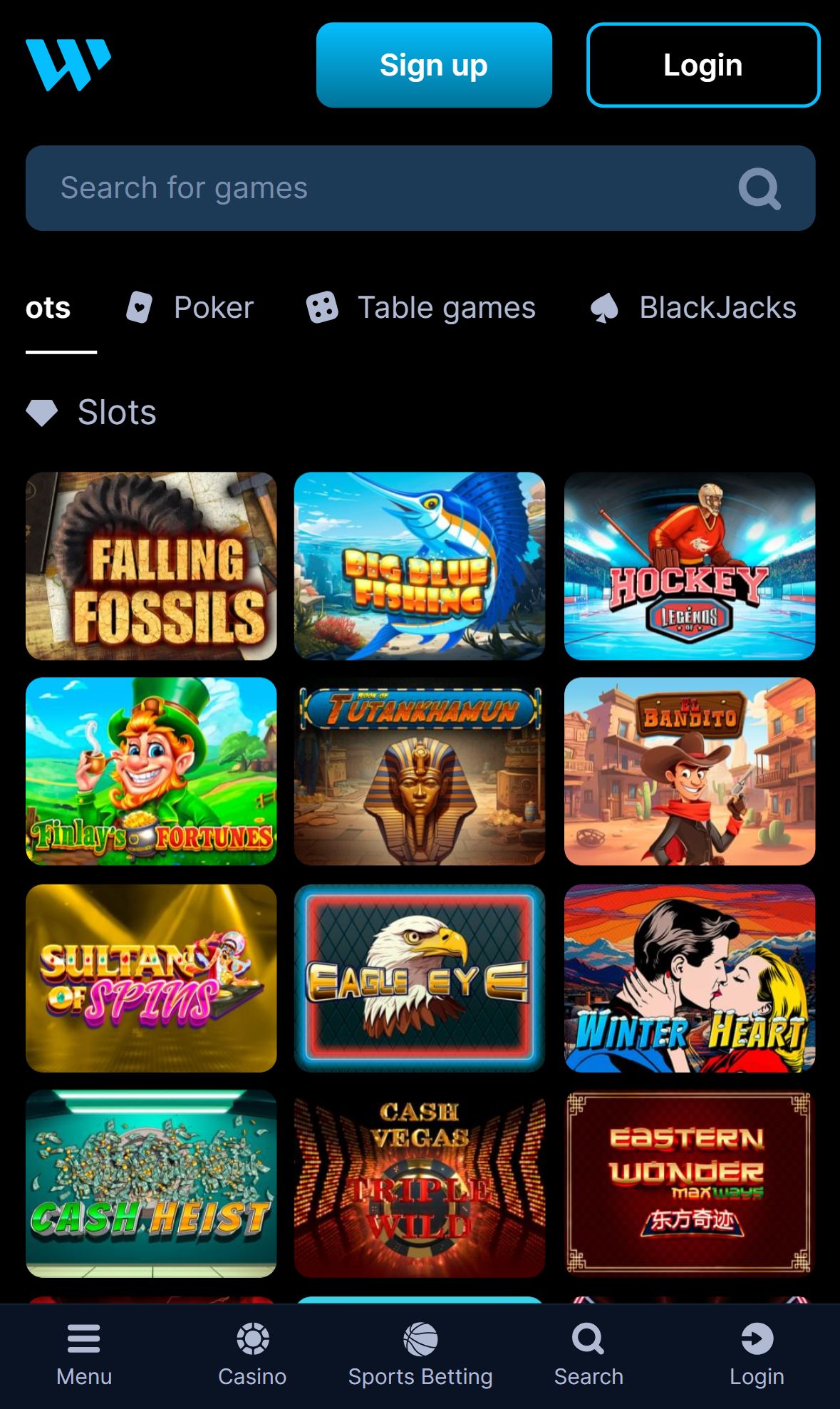 WinUp — Lobby (Mobile)
