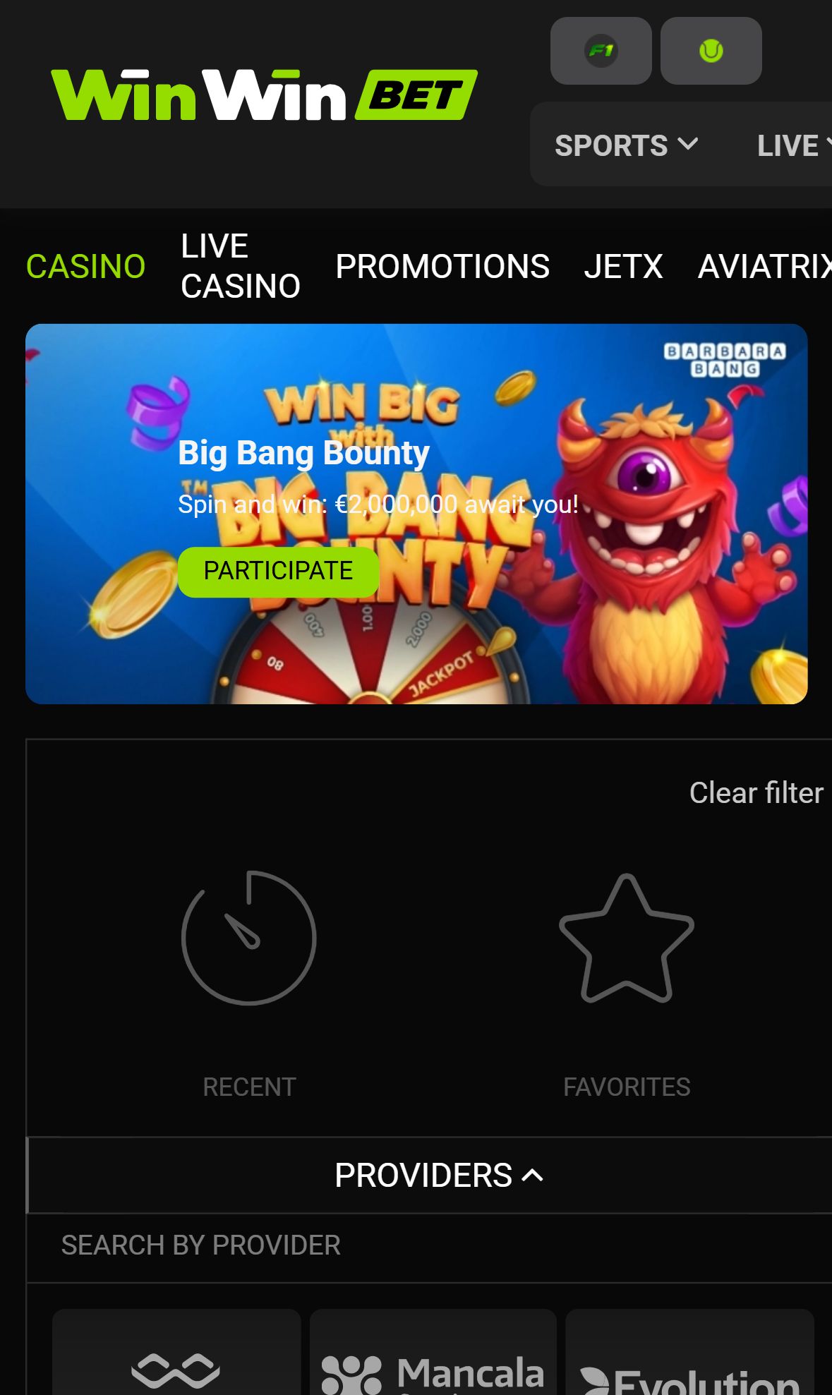 Winwin — Lobby (Mobile)