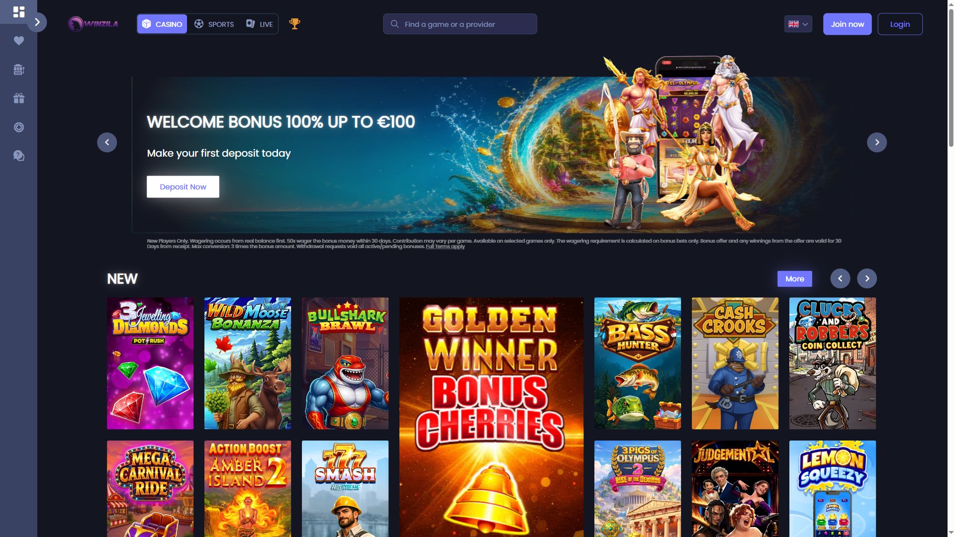 Winzila — Homepage (Desktop)
