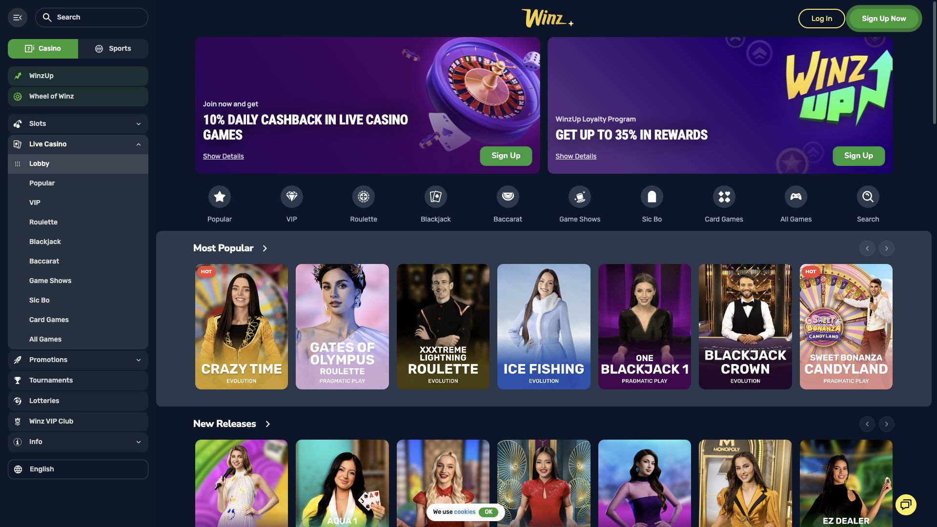 Winz — Lobby (Desktop)