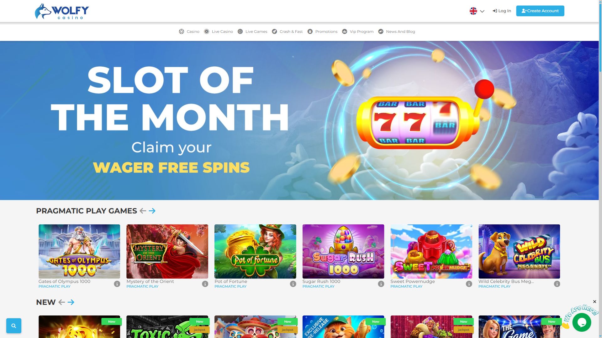 Wolfycasino — Homepage (Desktop)