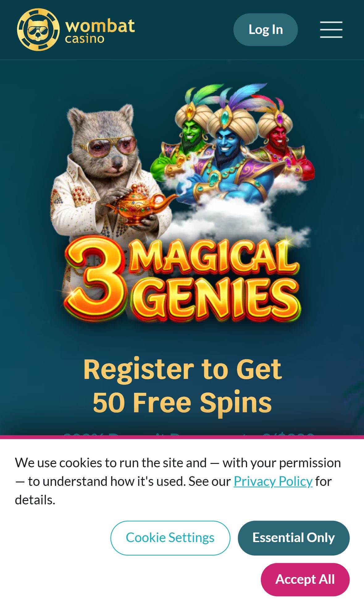 Wombat Casino — Homepage (Mobile)