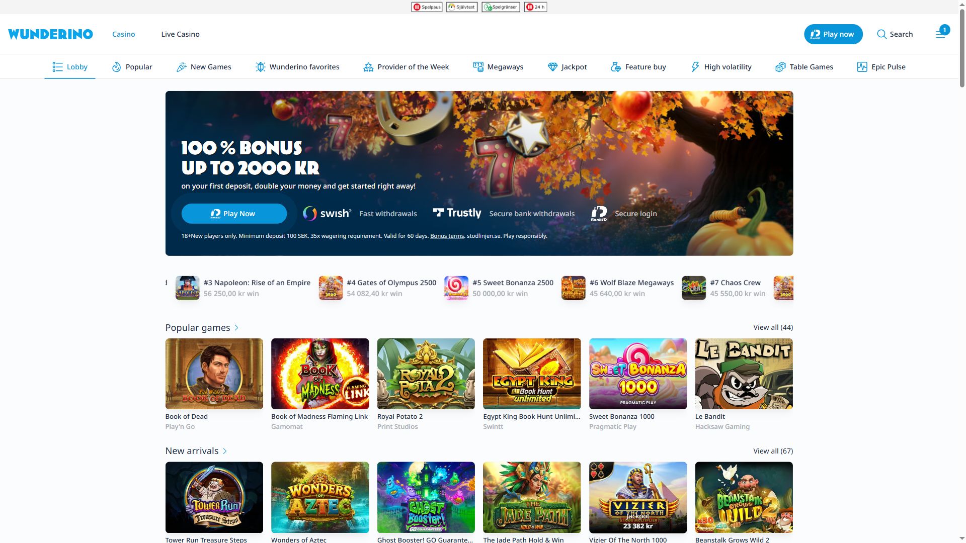 Wunderino — Homepage (Desktop)