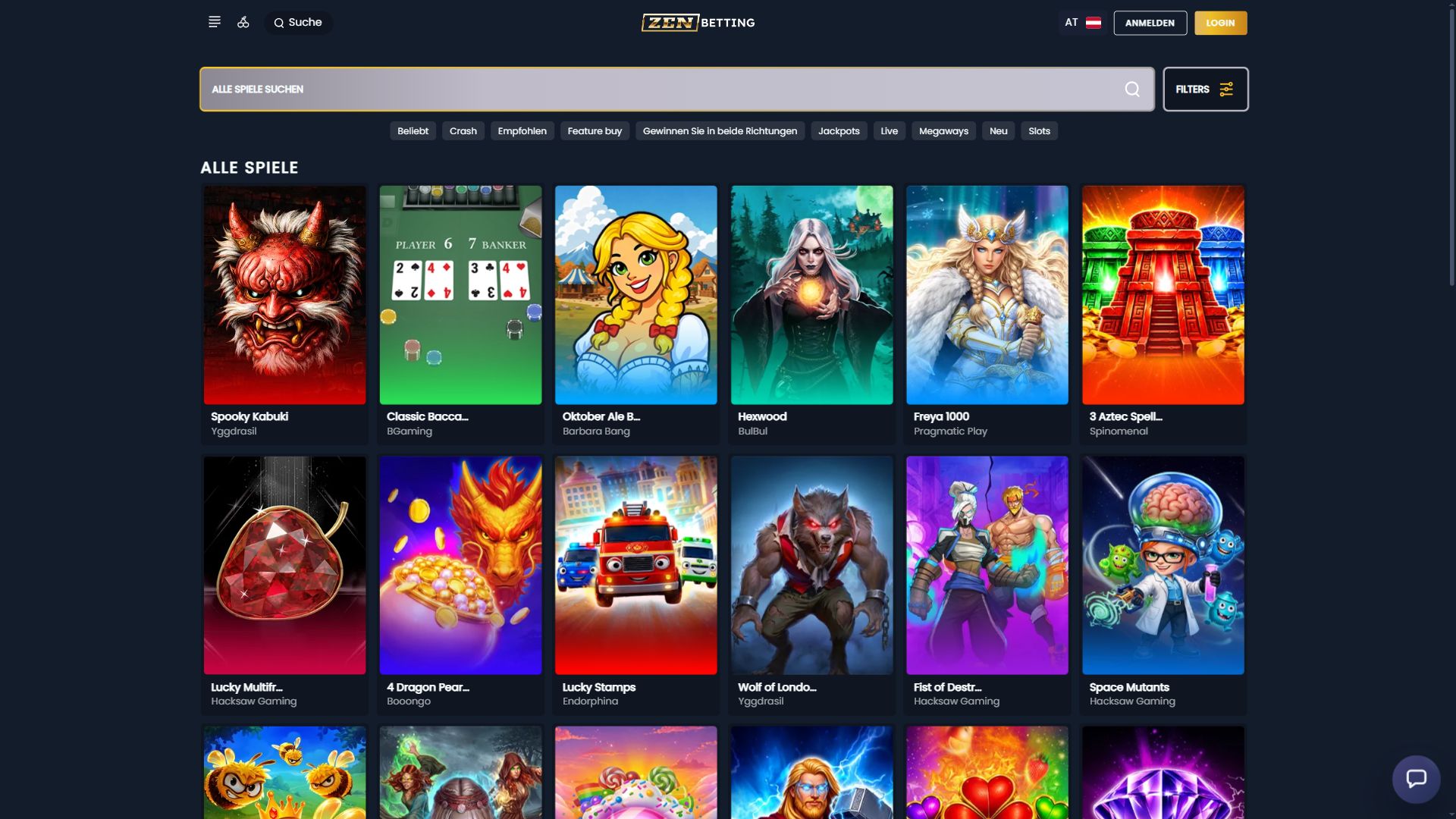 ZenBetting — Lobby (Desktop)
