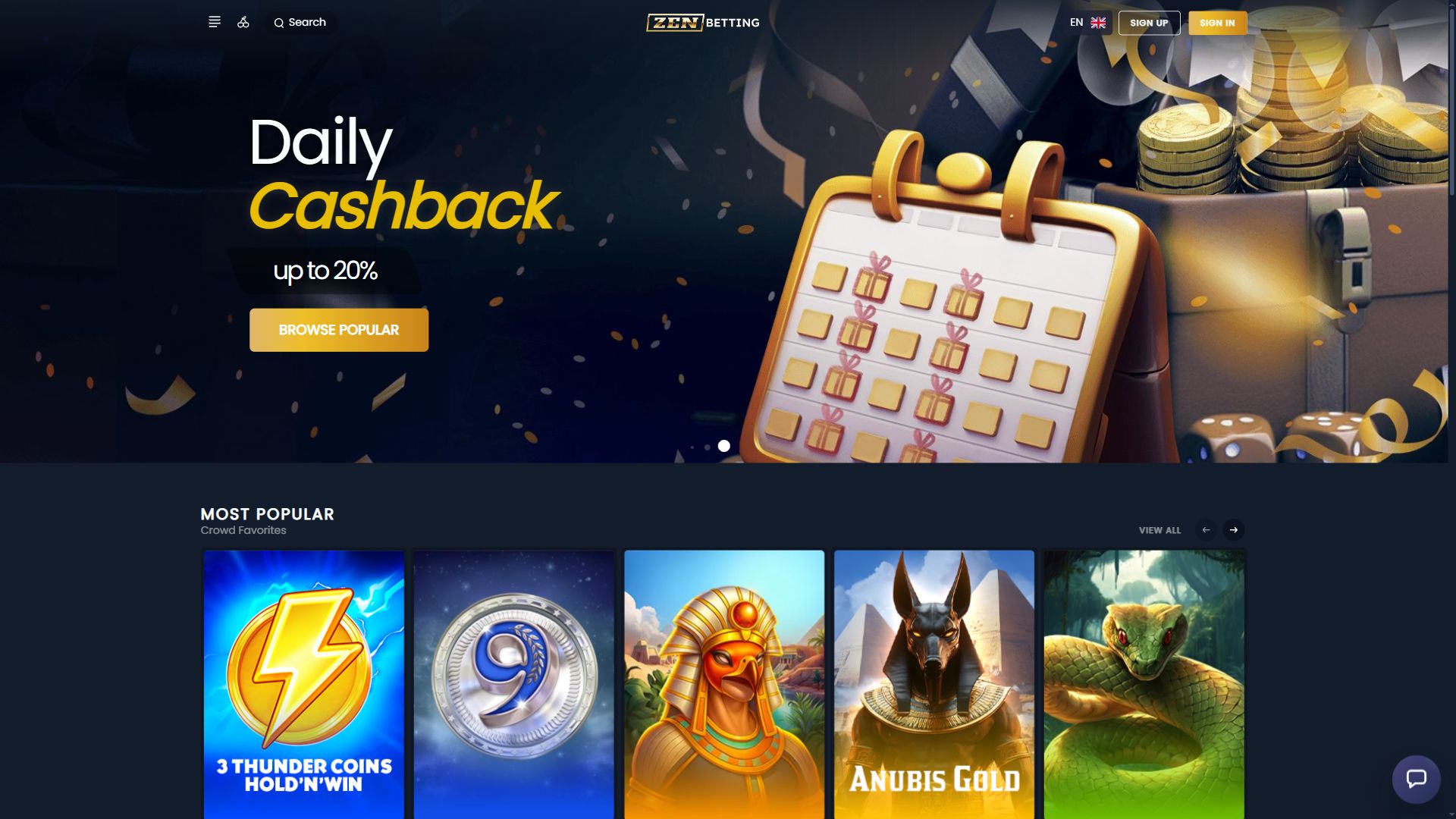 ZenBetting — Homepage (Desktop)