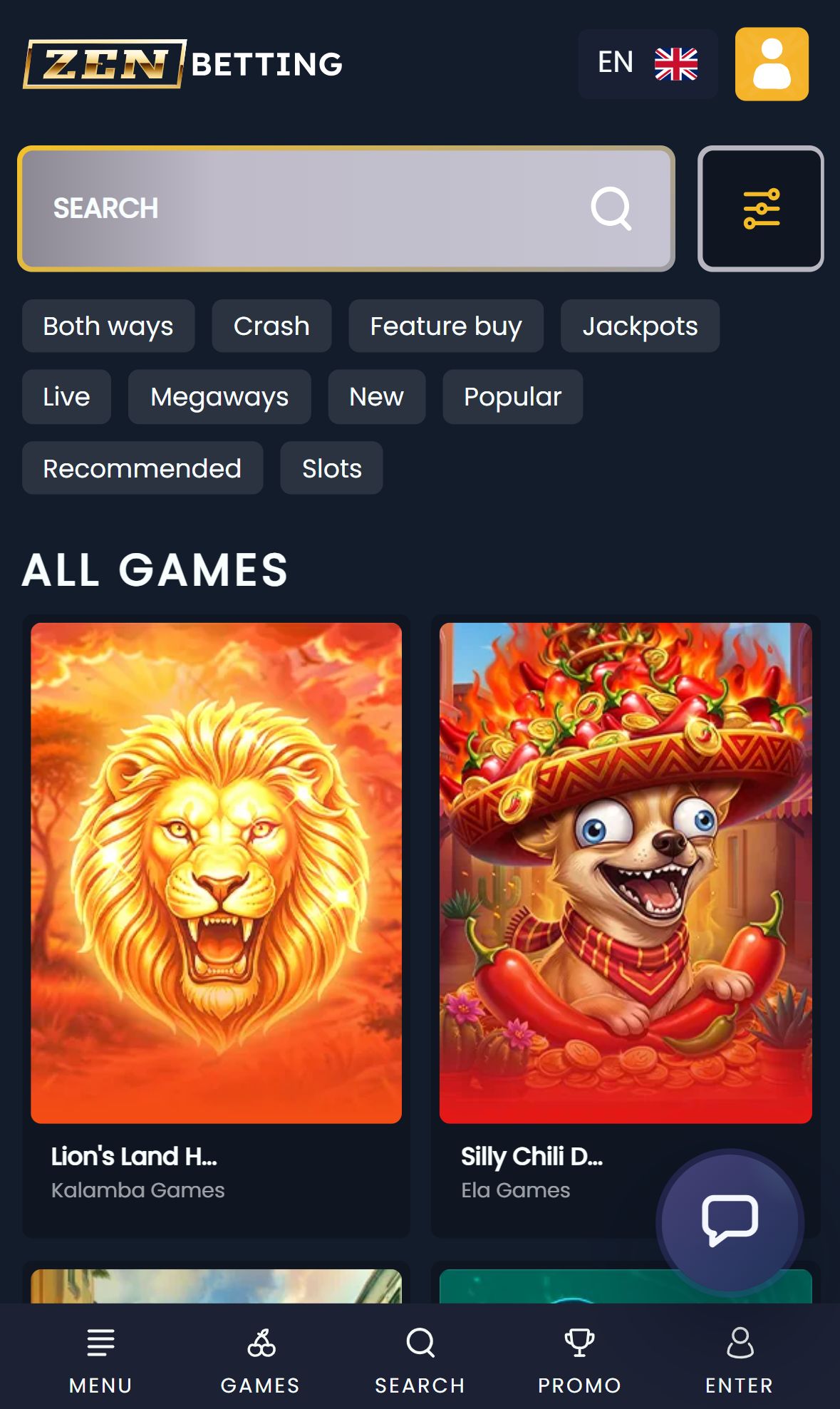 ZenBetting — Lobby (Mobile)