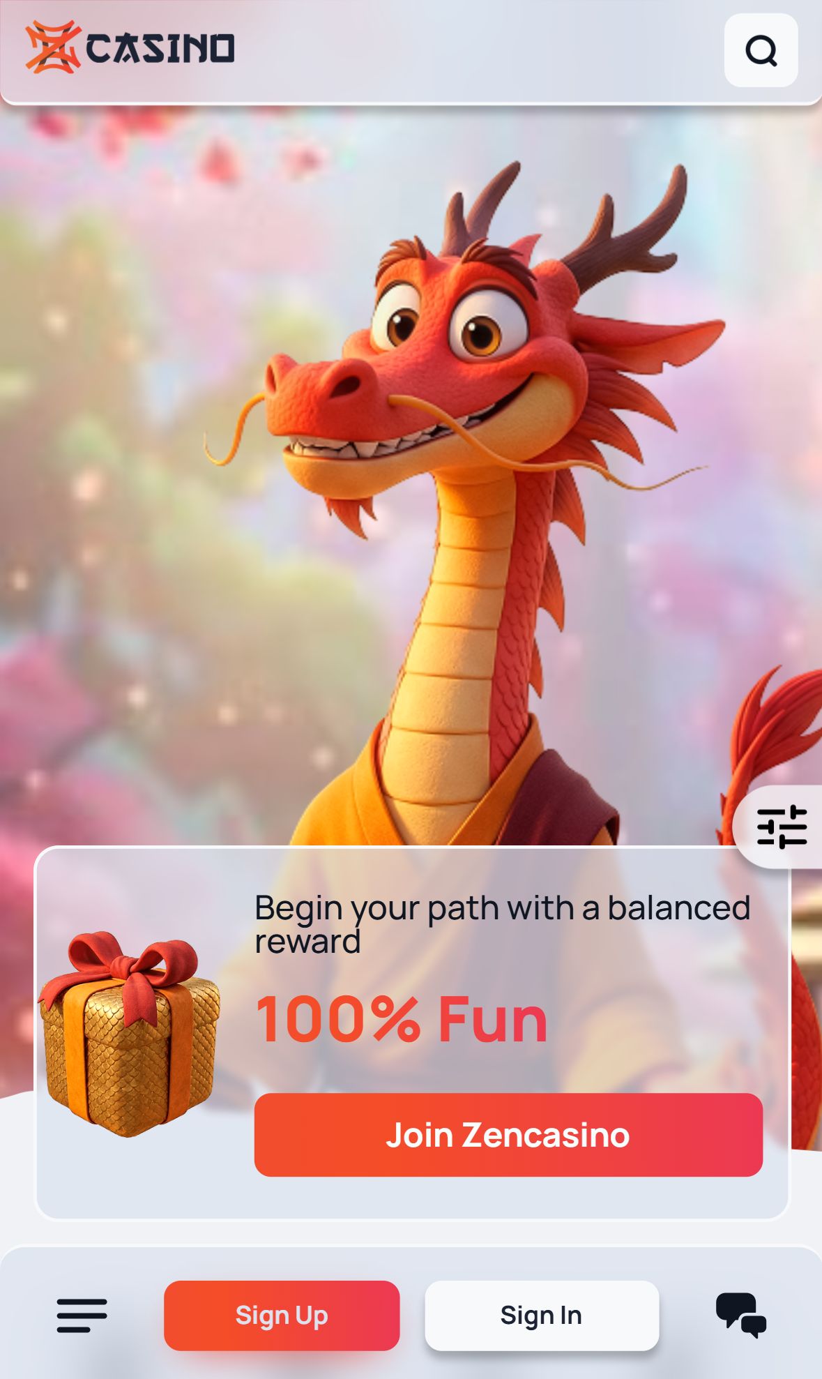 Zen Casino — Homepage (Mobile)