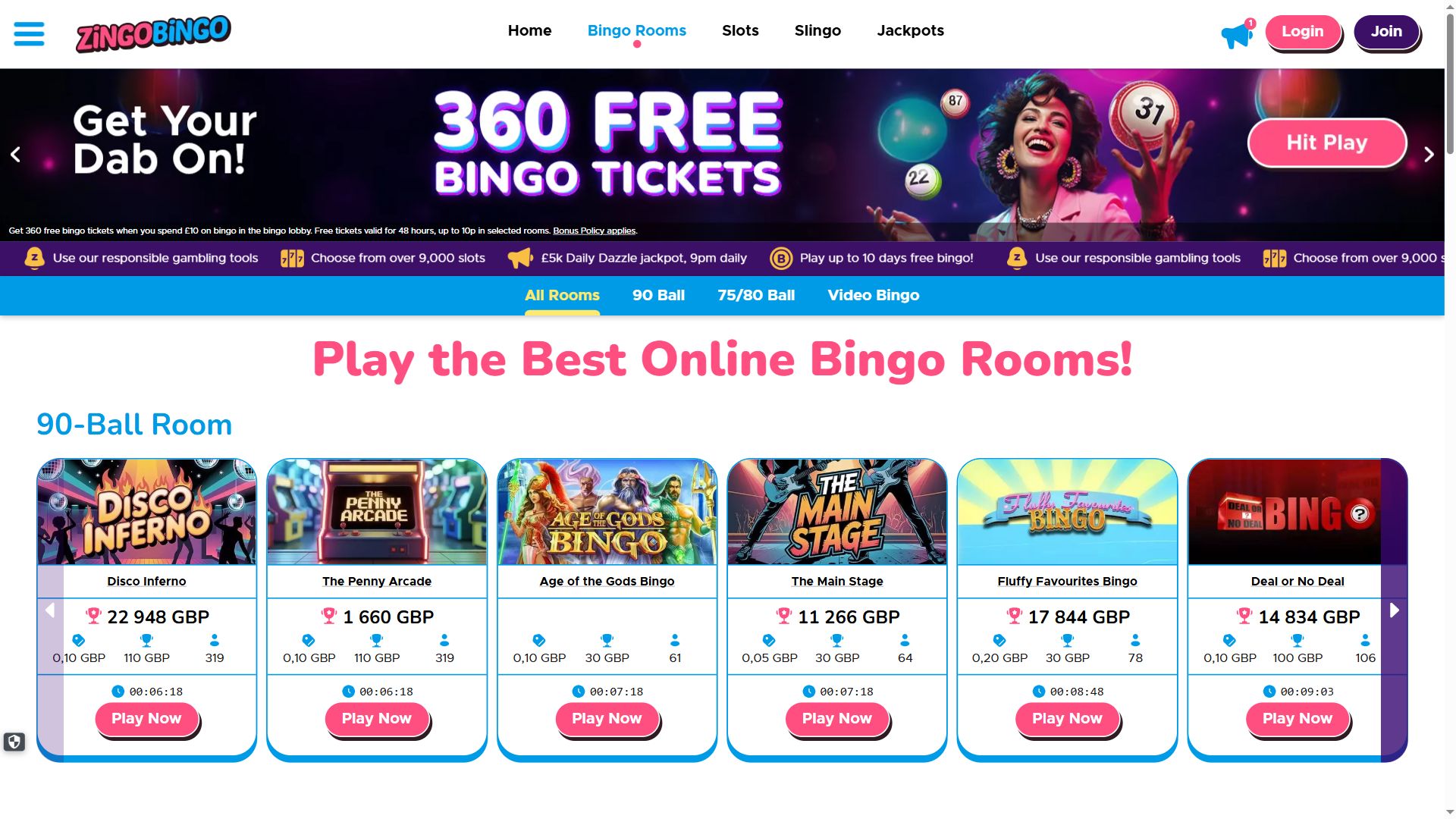 Zingo Bingo — Lobby (Desktop)